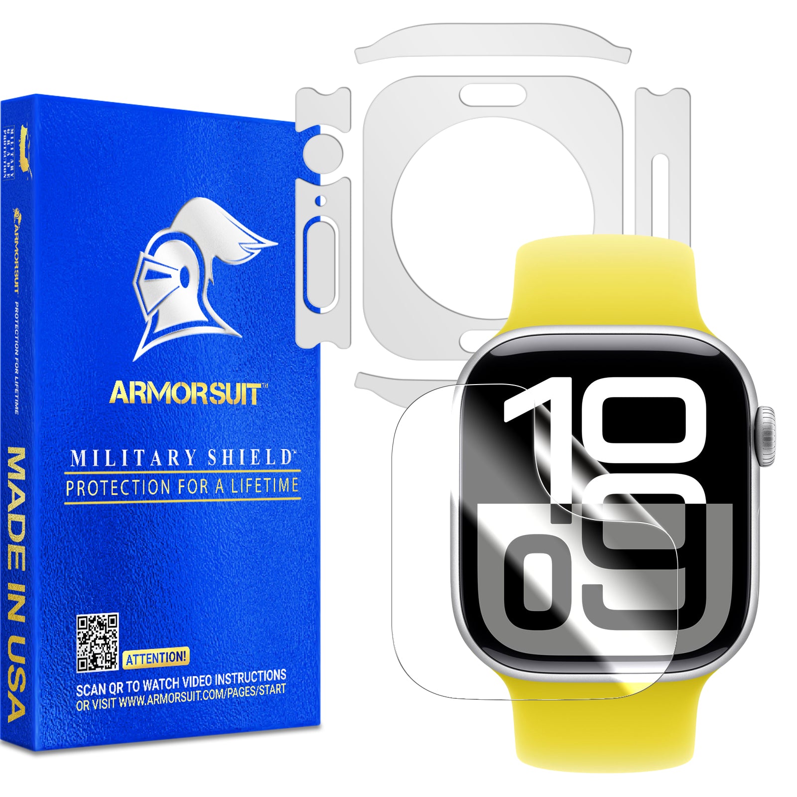 [1 + 6 Pack] Armorsuit Vinyl Skin Wrap Film for Apple Watch Series 10 (42mm) + Screen Protector