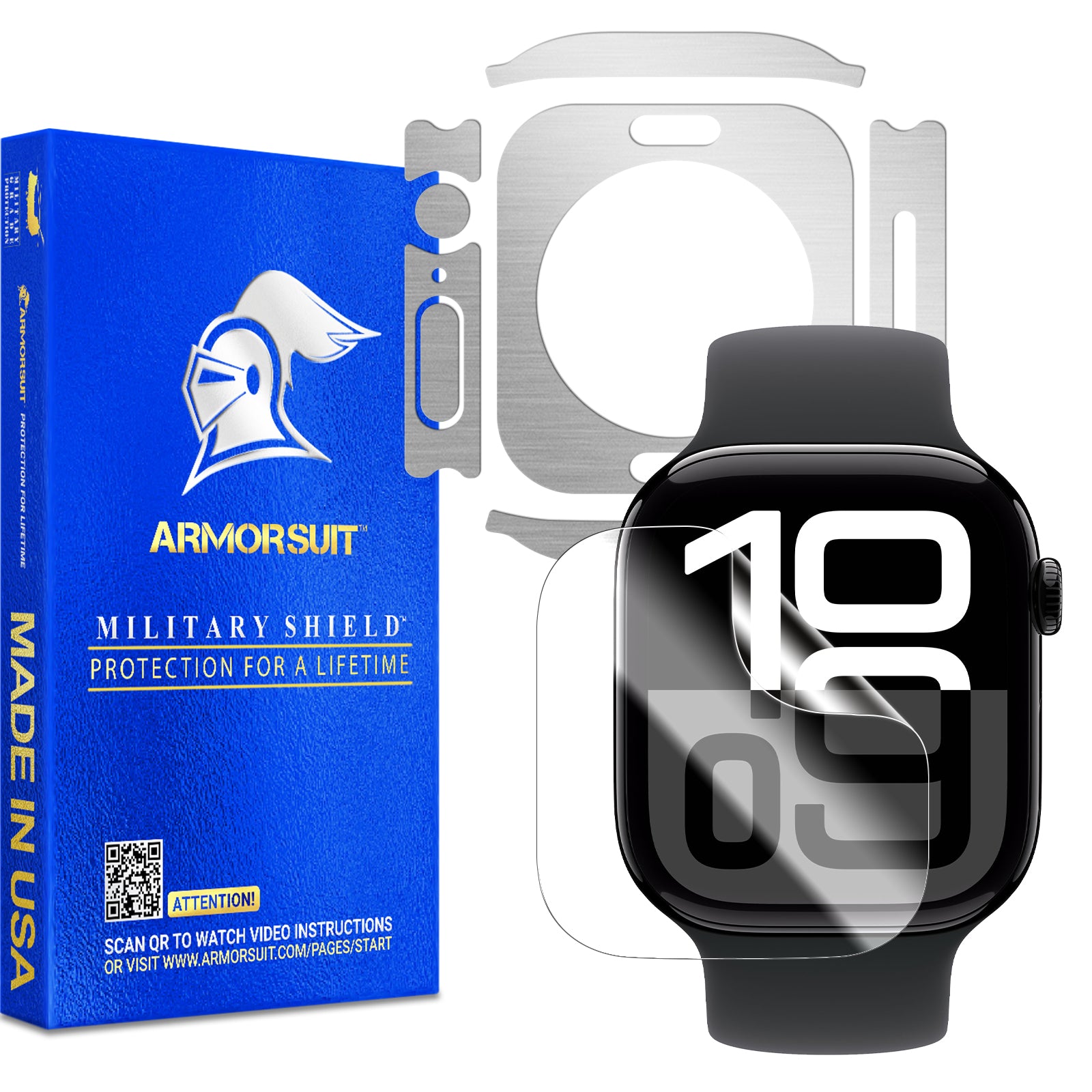 [1 + 6 Pack] Armorsuit Vinyl Skin Wrap Film for Apple Watch Series 10 (46mm) + Screen Protector