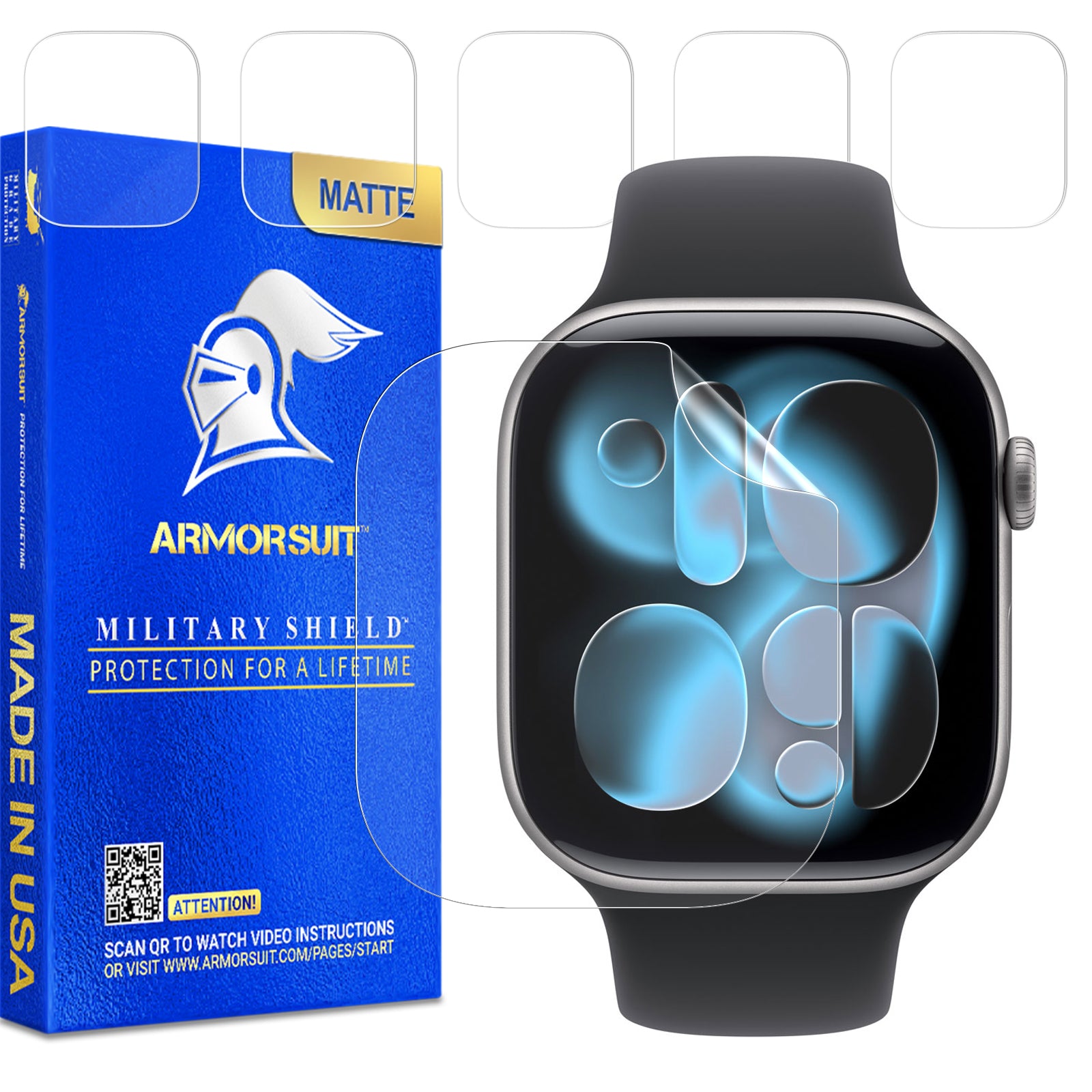 [6 Pack] ArmorSuit MilitaryShield Screen Protector Film For Apple Watch 11 (42mm)
