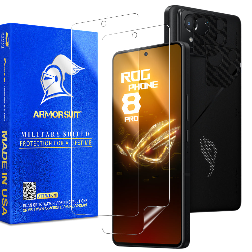 [2+2 Pack] Armorsuit Screen Protector for ASUS ROG Phone 8 Pro / Phone 8 + Skin Camera Lens Plate Vinyl Film Protector