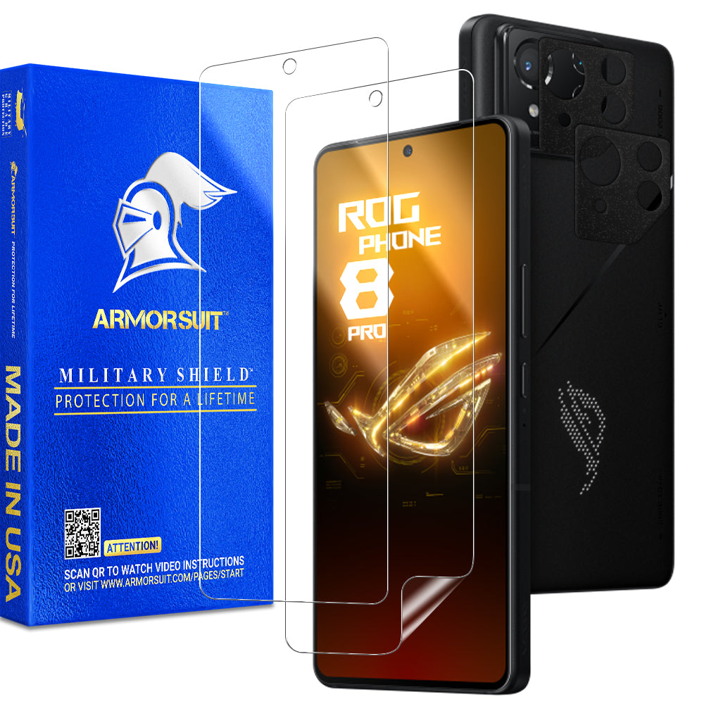 [2+2 Pack] Armorsuit Screen Protector for ASUS ROG Phone 8 Pro / Phone 8 + Skin Camera Lens Plate Vinyl Film Protector