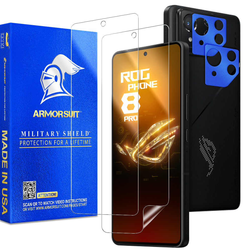 [2+2 Pack] Armorsuit Screen Protector for ASUS ROG Phone 8 Pro / Phone 8 + Skin Camera Lens Plate Vinyl Film Protector