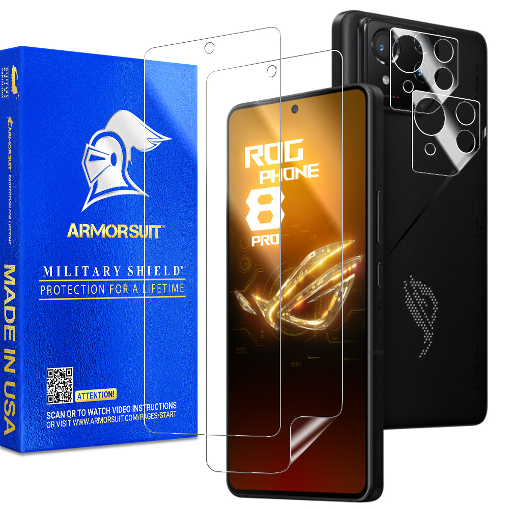 [2+2 Pack] Armorsuit Screen Protector for ASUS ROG Phone 8 Pro / Phone 8 + Skin Camera Lens Plate Vinyl Film Protector