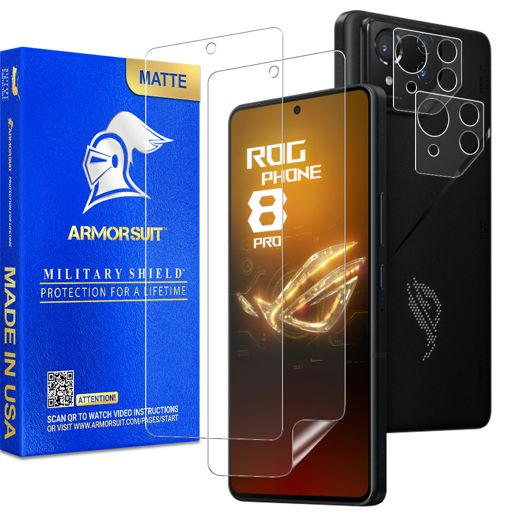 [2+2 Pack] Armorsuit Screen Protector for ASUS ROG Phone 8 Pro / Phone 8 + Skin Camera Lens Plate Vinyl Film Protector
