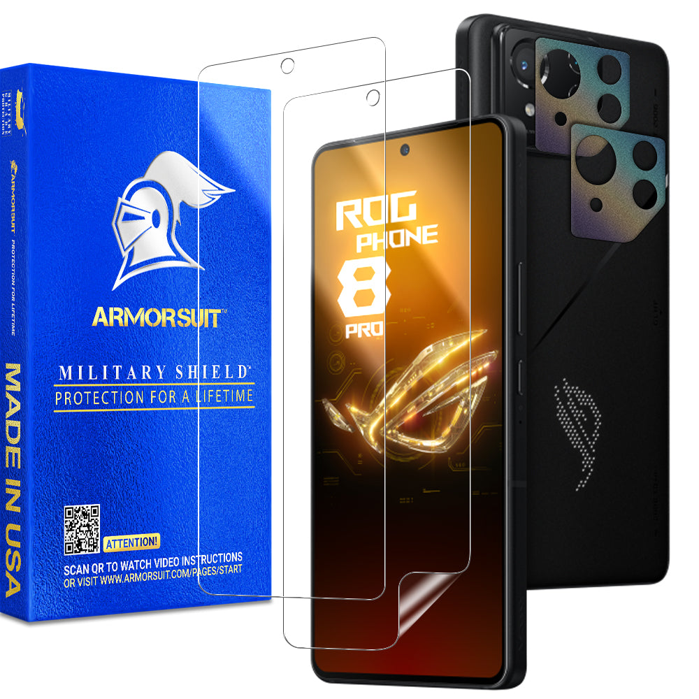 [2+2 Pack] Armorsuit Screen Protector for ASUS ROG Phone 8 Pro / Phone 8 + Skin Camera Lens Plate Vinyl Film Protector