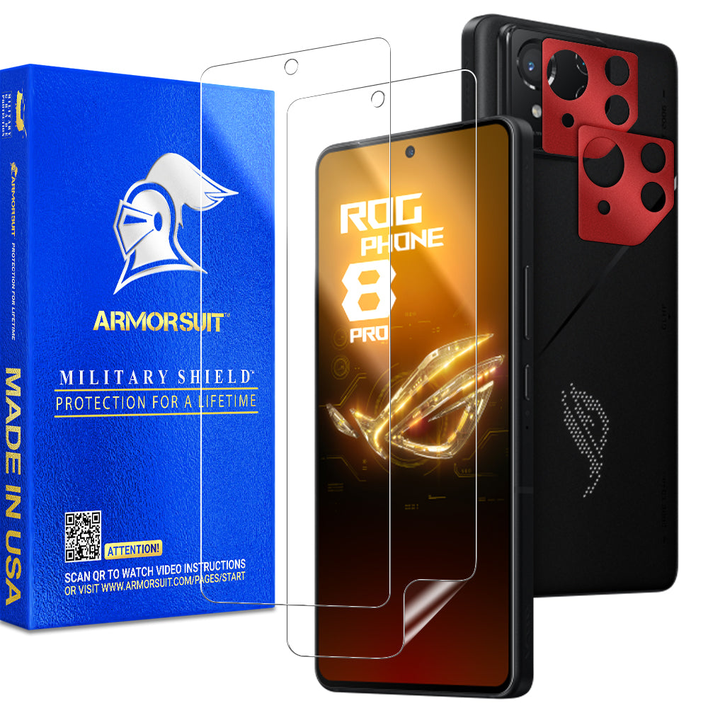 [2+2 Pack] Armorsuit Screen Protector for ASUS ROG Phone 8 Pro / Phone 8 + Skin Camera Lens Plate Vinyl Film Protector