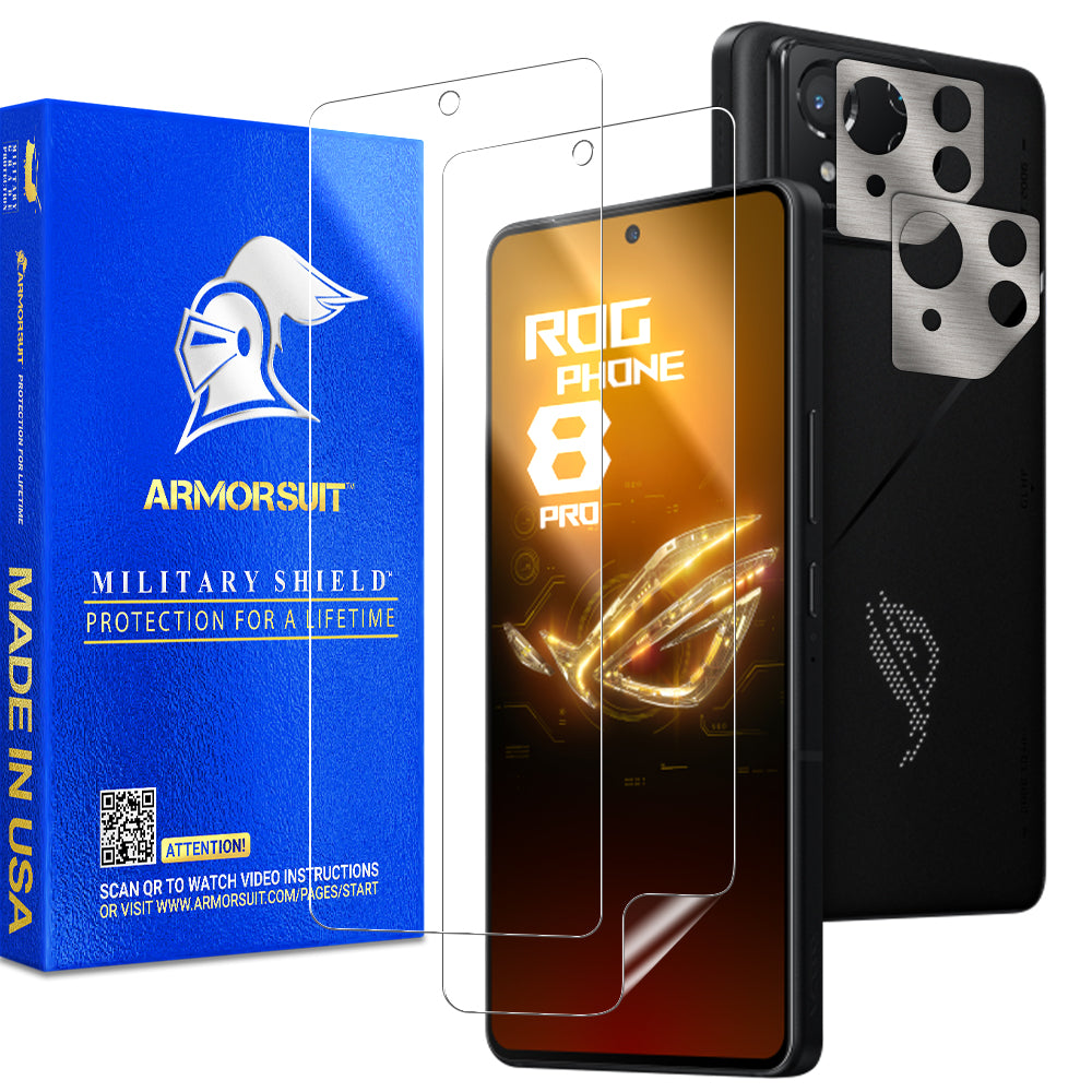[2+2 Pack] Armorsuit Screen Protector for ASUS ROG Phone 8 Pro / Phone 8 + Skin Camera Lens Plate Vinyl Film Protector