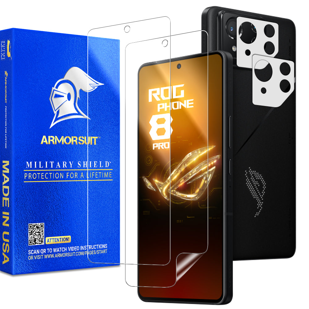 [2+2 Pack] Armorsuit Screen Protector for ASUS ROG Phone 8 Pro / Phone 8 + Skin Camera Lens Plate Vinyl Film Protector