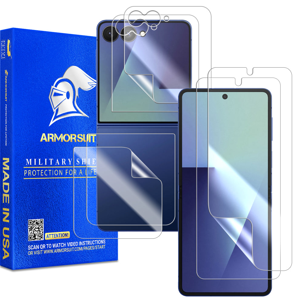 [2+2 Pack] ArmorSuit Full Body Skin + Screen Protector for Samsung Galaxy Z Flip 7 MilitaryShield Film - Made in USA