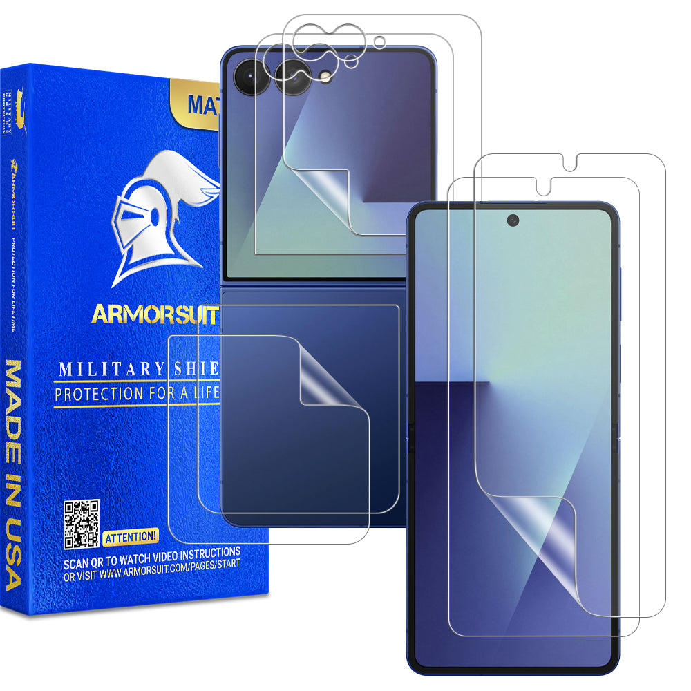 [2+2 Pack] ArmorSuit Full Body Skin + Screen Protector for Samsung Galaxy Z Flip 7 MilitaryShield Film - Made in USA