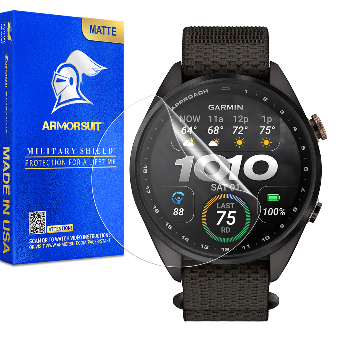 (Pre-Order:10/14) [6 Pack] ArmorSuit MilitaryShield Screen Protector Film For Garmin Approach S72
