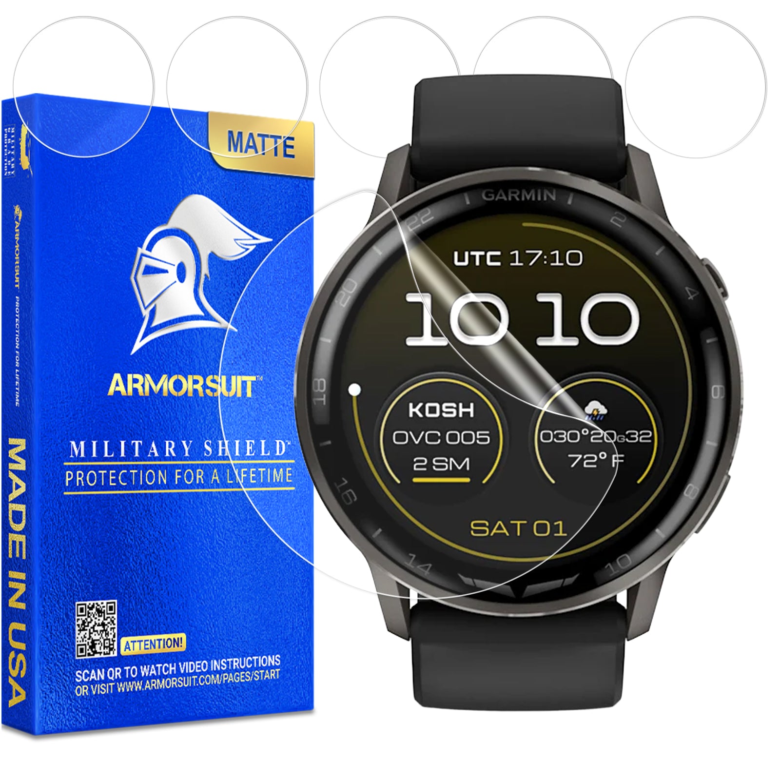 (6 Pack) ArmorSuit Screen Protector designed for Garmin D2 Air X15 (45mm)