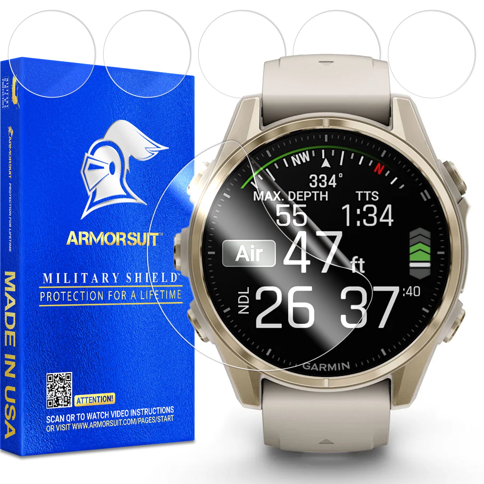 [6 Pack] ArmorSuit MiliaryShield Screen Protector Film for Garmin Fenix 8 (43mm)