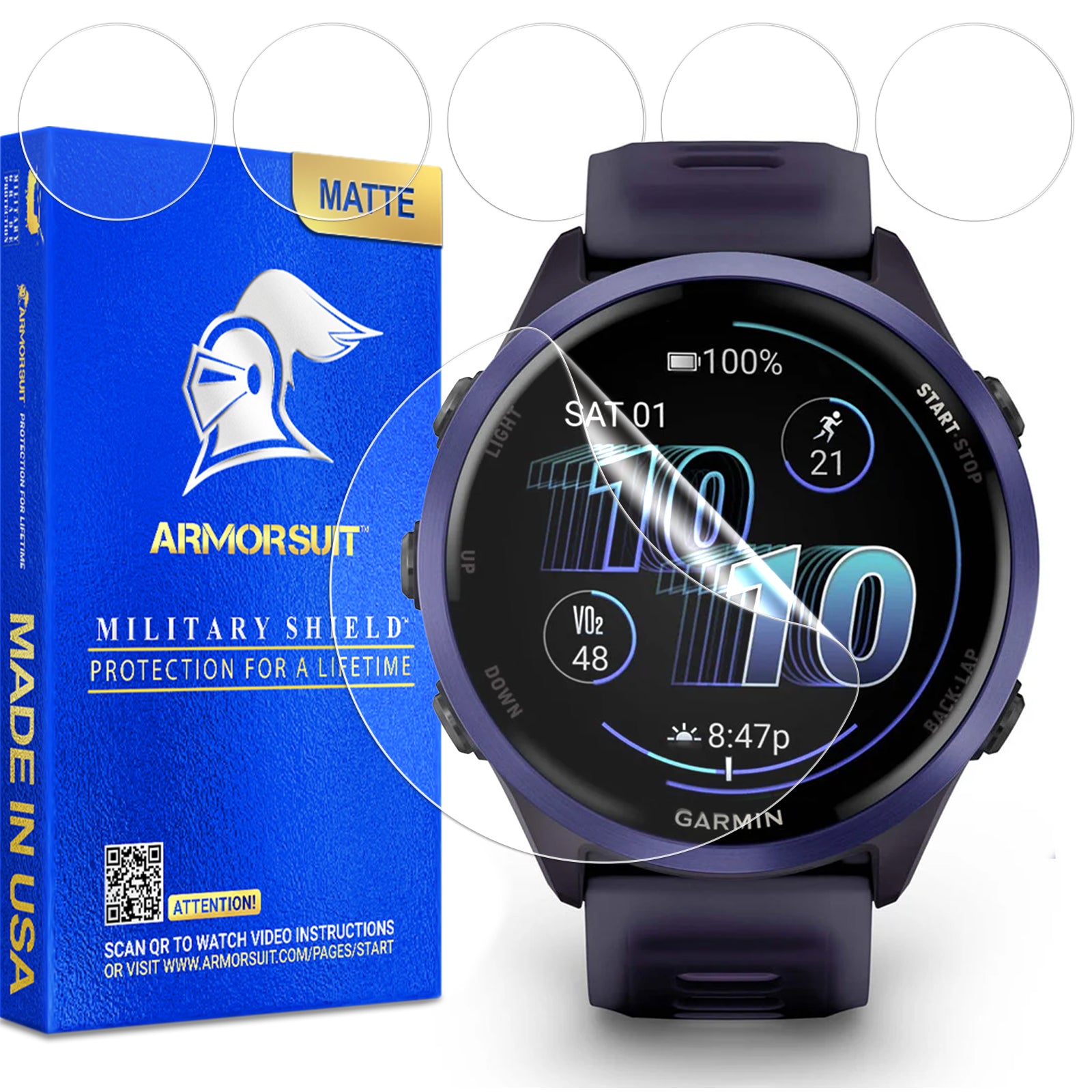 [6 Pack] ArmorSuit MilitaryShield Screen Protector Film for Garmin Forerunner 570 [47mm]