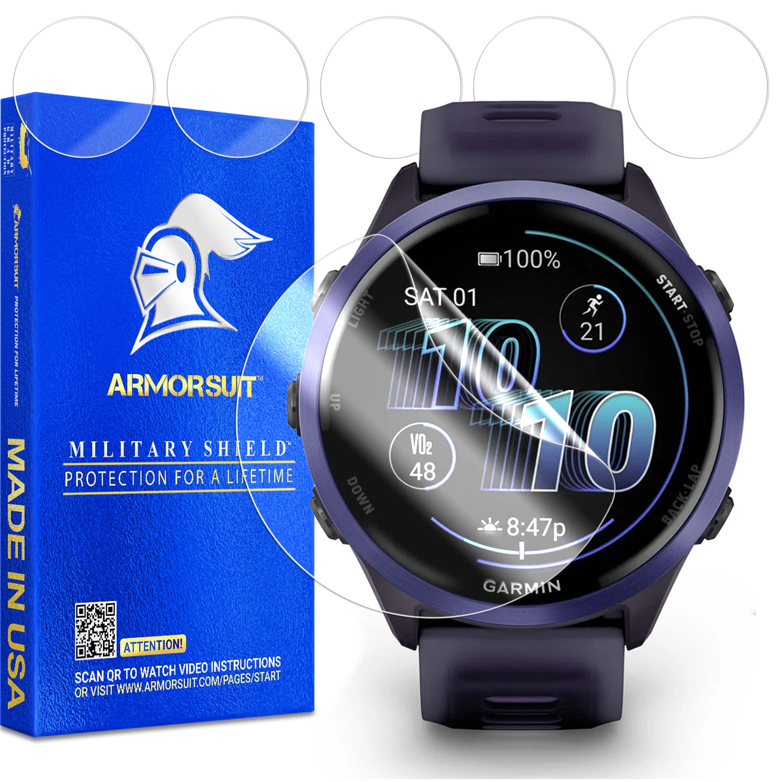 [6 Pack] ArmorSuit MilitaryShield Screen Protector Film for Garmin Forerunner 570 [47mm]