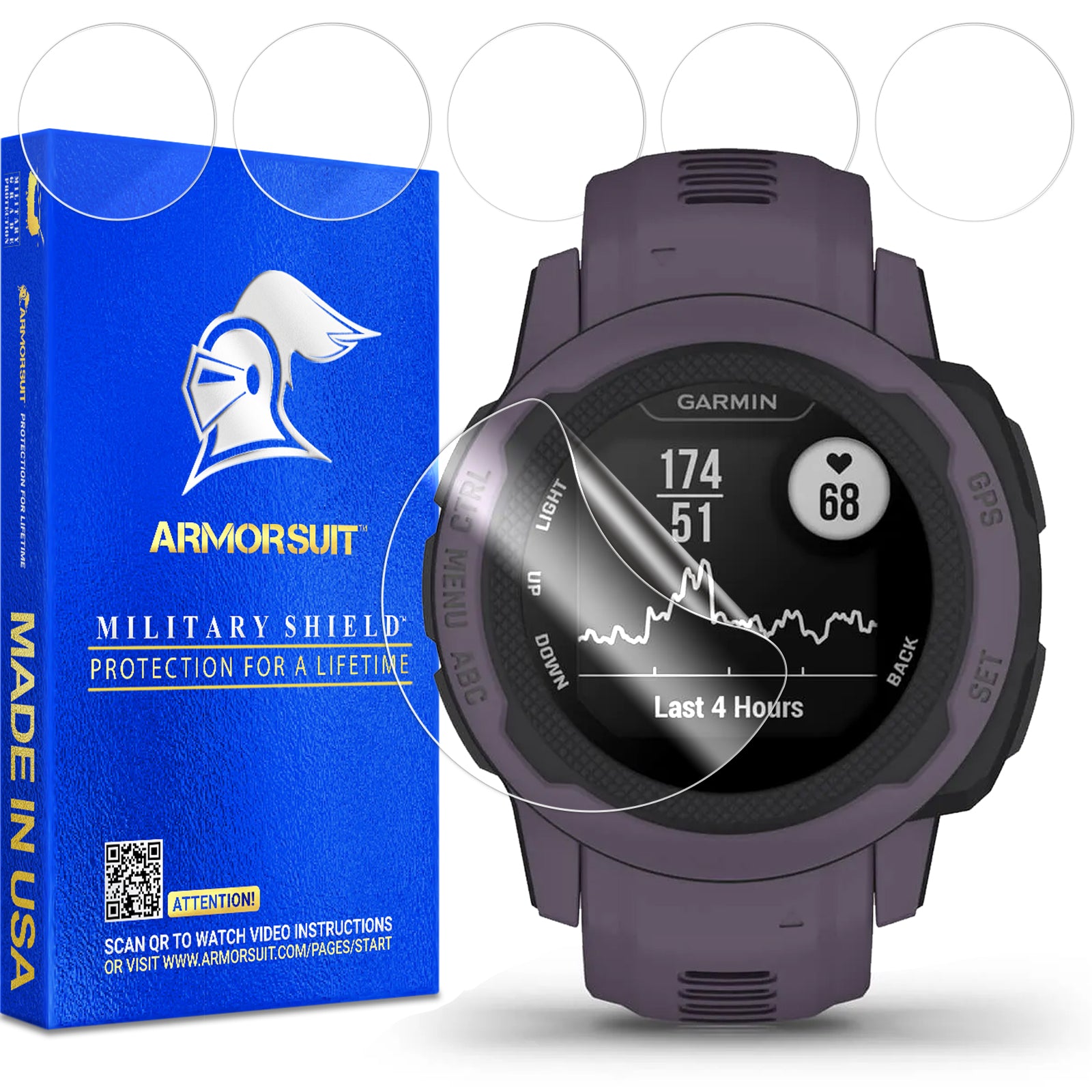 [6 Pack] ArmorSuit MilitaryShield Screen Protector Film for Garmin Instinct 2S Solar (40mm)