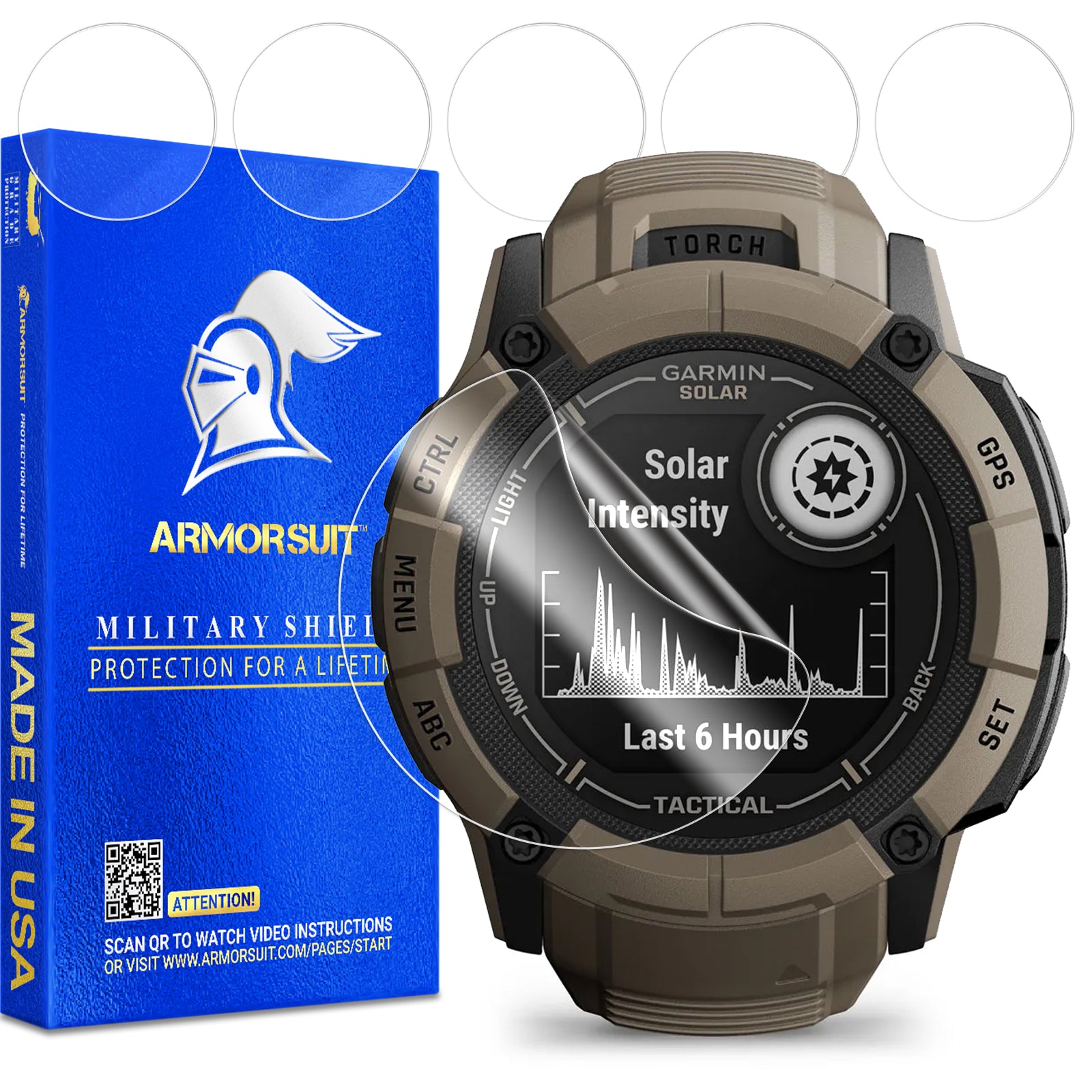 [6 Pack] ArmorSuit MilitaryShield Screen Protector Film for Garmin Instinct 2X Solar (50mm)