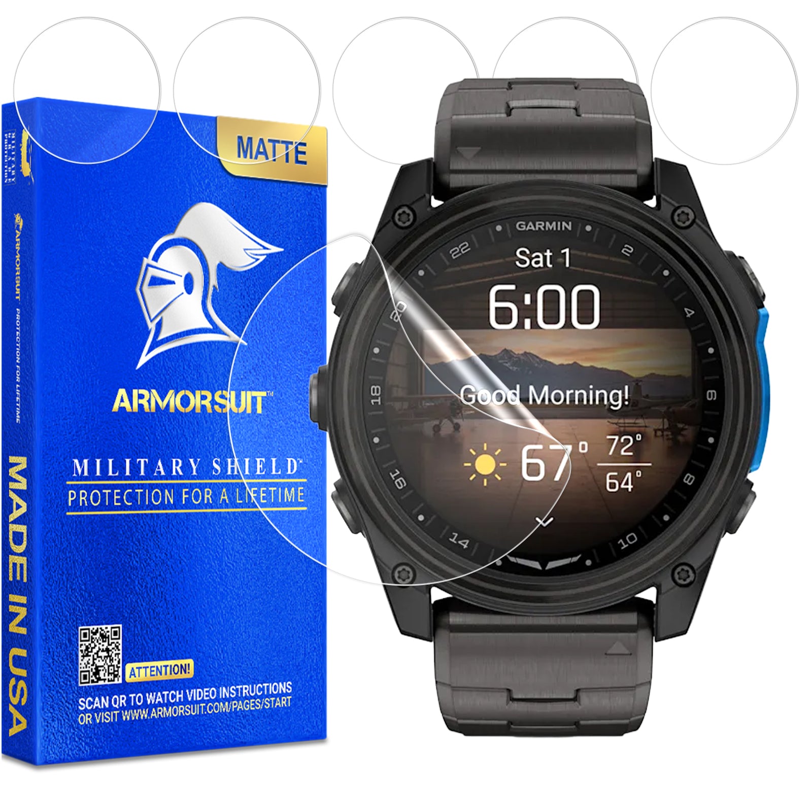 (6 Pack) ArmorSuit Screen Protector designed for Garmin D2 Mach 2 (51mm)