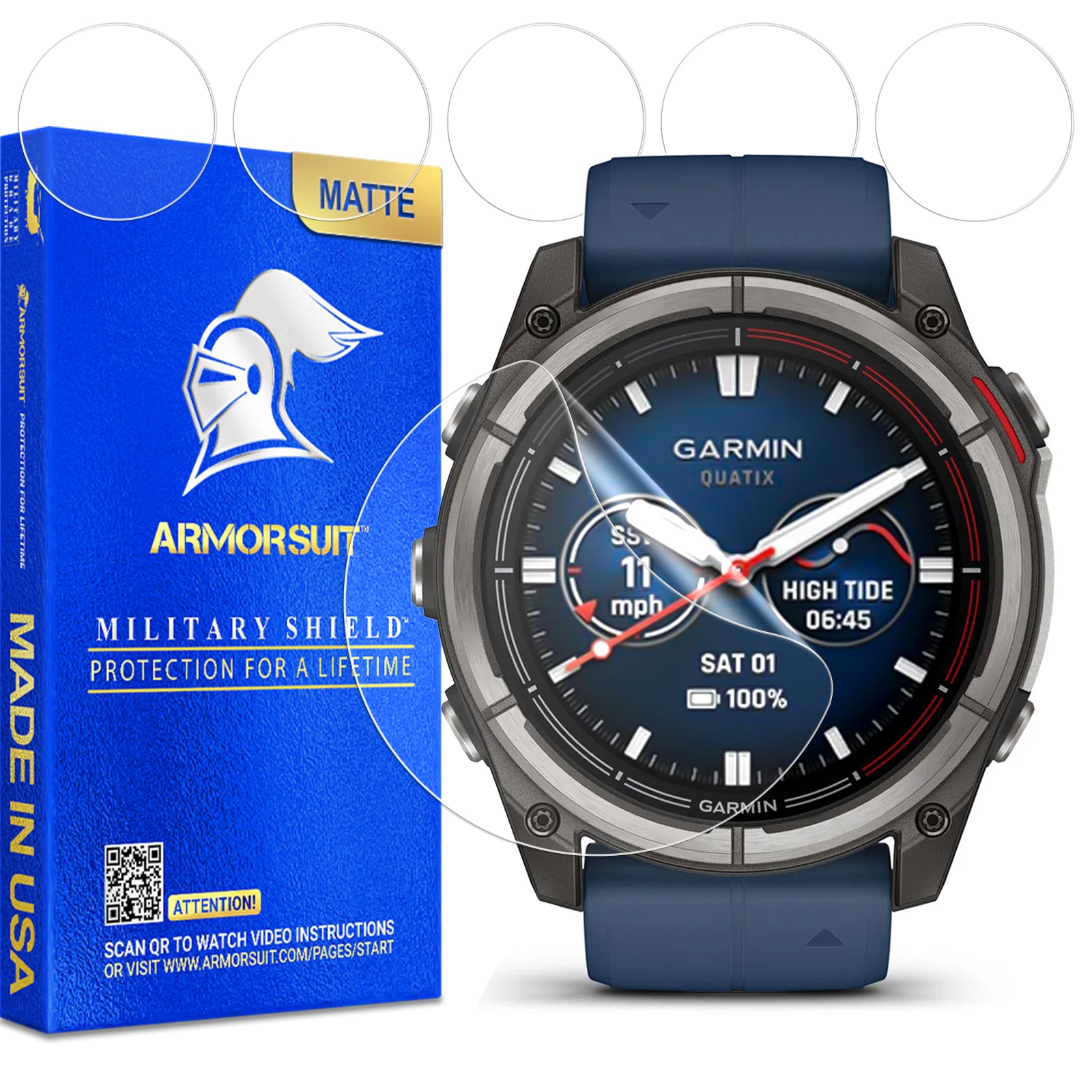 (6 Pack) ArmorSuit Screen Protector designed for Garmin Quatix 8 (51mm)