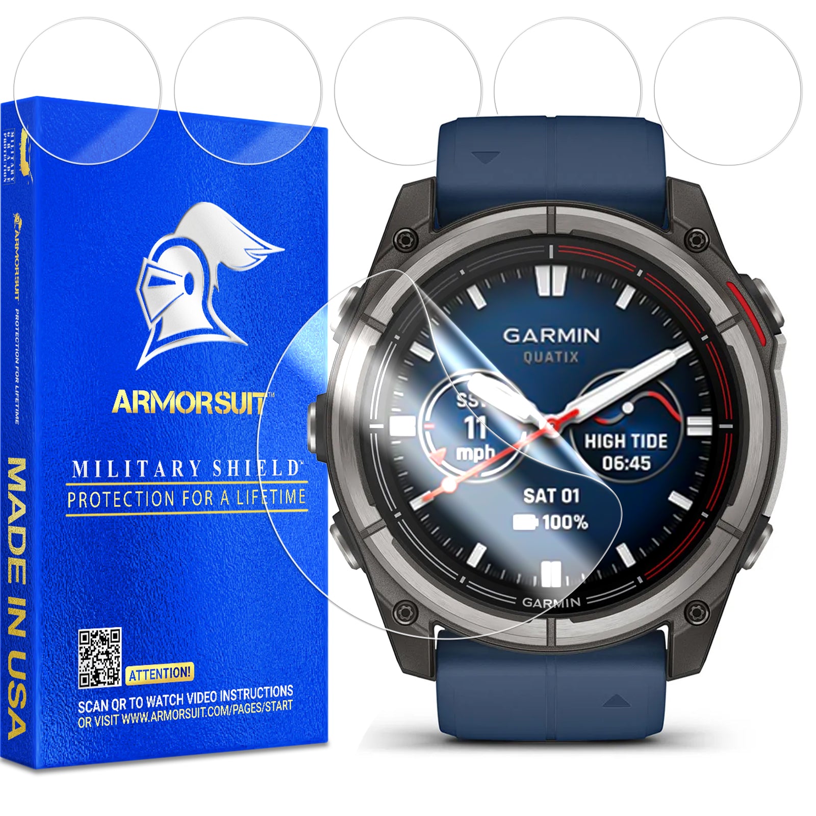 (6 Pack) ArmorSuit Screen Protector designed for Garmin Quatix 8 (51mm)