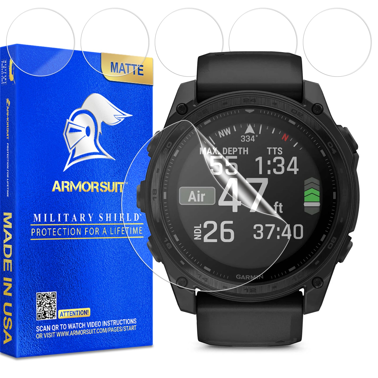 [6 Pack] ArmorSuit MilitaryGrade Screen Protector Film for Garmin Tactix 8