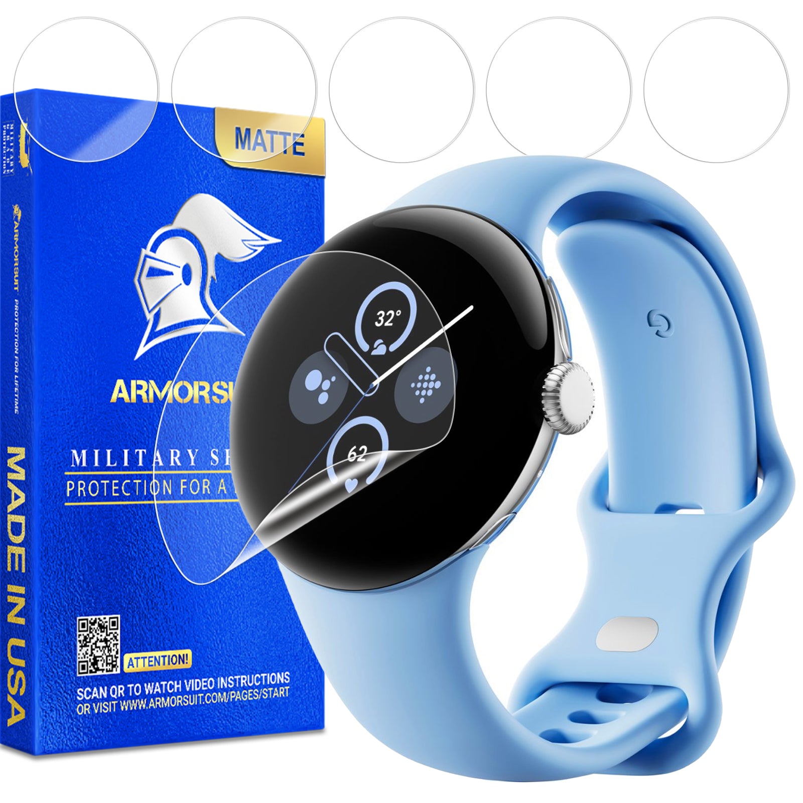 [6 Pack] ArmorSuit MilitaryShield Screen Protector Film For Google Pixel Watch 2 (2023)