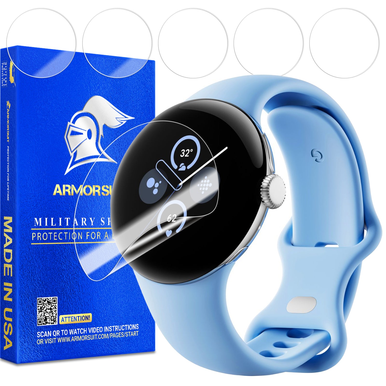 [6 Pack] ArmorSuit MilitaryShield Screen Protector Film For Google Pixel Watch 2 (2023)