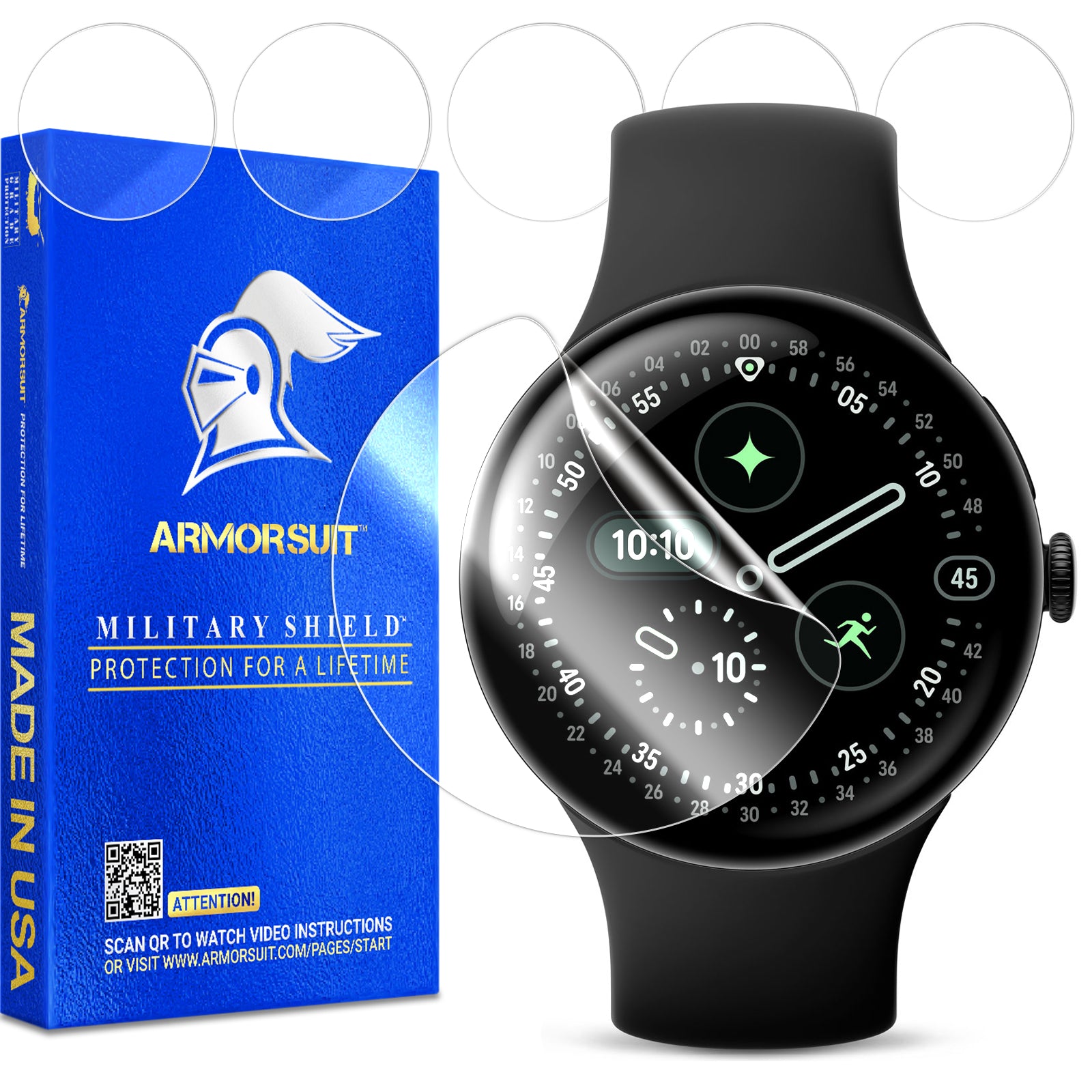 [Pre- Order] [6 Pack] ArmorSuit MilitaryShield Screen Protector Film For Google Pixel Watch 4 (2025)