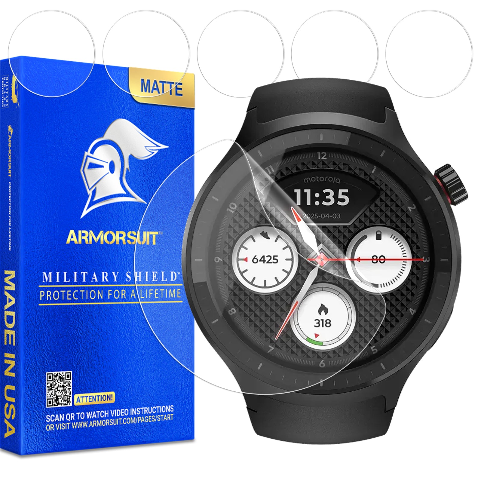 [6 Pack] ArmorSuit MilitaryShield Screen Protector Film For Motorola Moto Watch (2026)