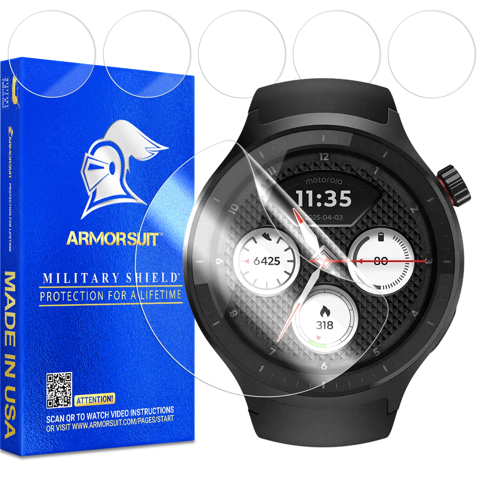 [6 Pack] ArmorSuit MilitaryShield Screen Protector Film For Motorola Moto Watch (2026)
