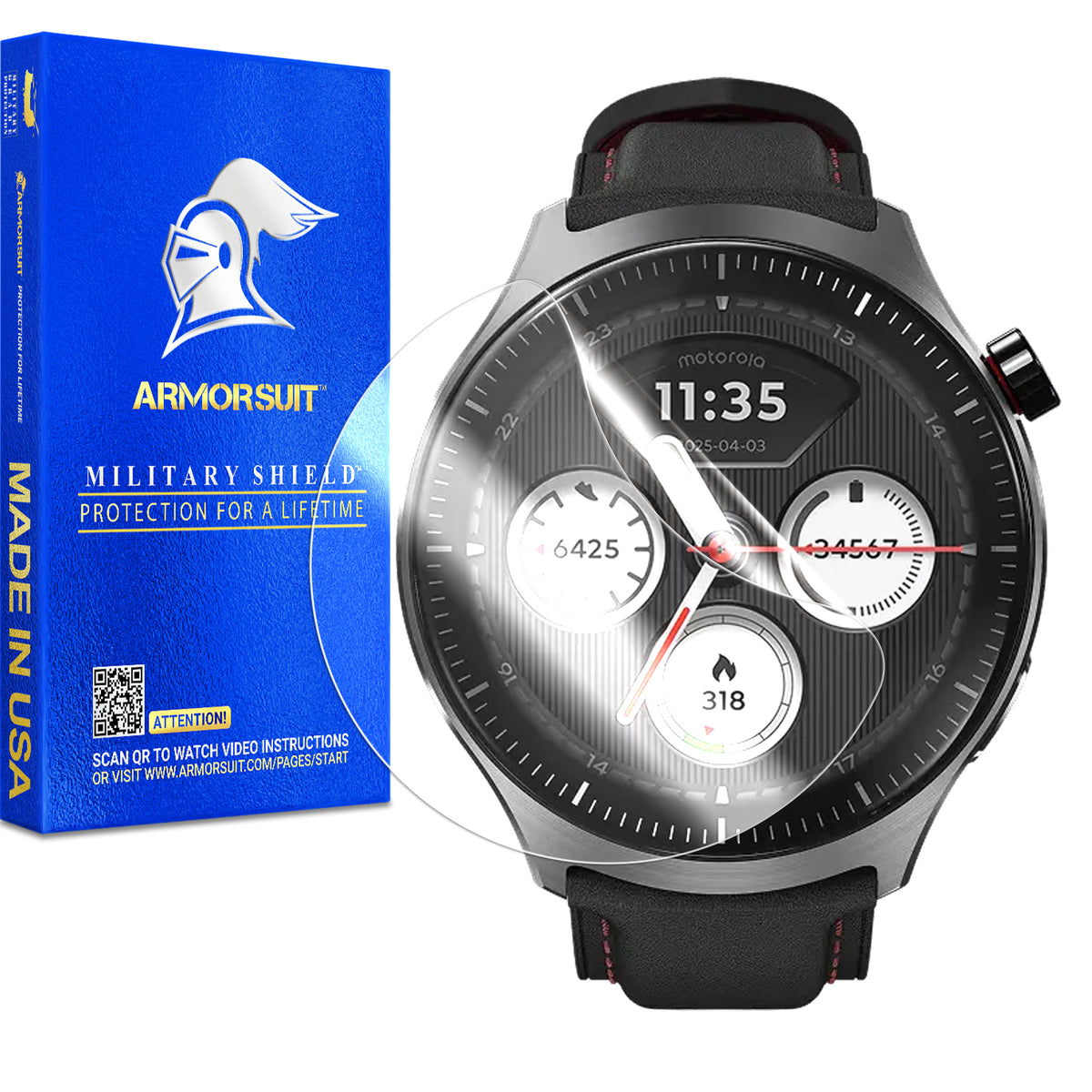 (Pre-Order:10/14) [6 Pack] ArmorSuit MilitaryShield Screen Protector Film For Motorola Moto Watch Ultra (46mm)