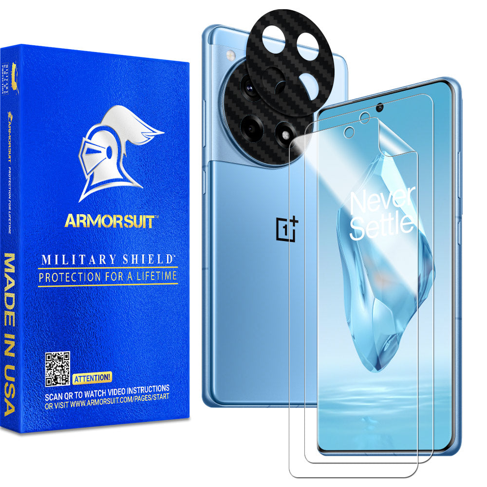 Armorsuit 2+2 Pack Screen Protector Designed for OnePlus 12R (6.8") + Skin Camera Lens Plate Vinyl Film Protector