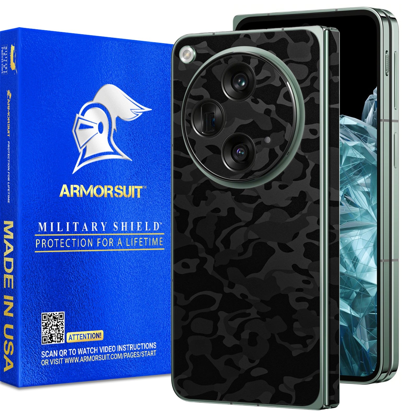 ArmorSuit MilitaryShield Vinyl Skin for OnePlus Open (Green Color only)