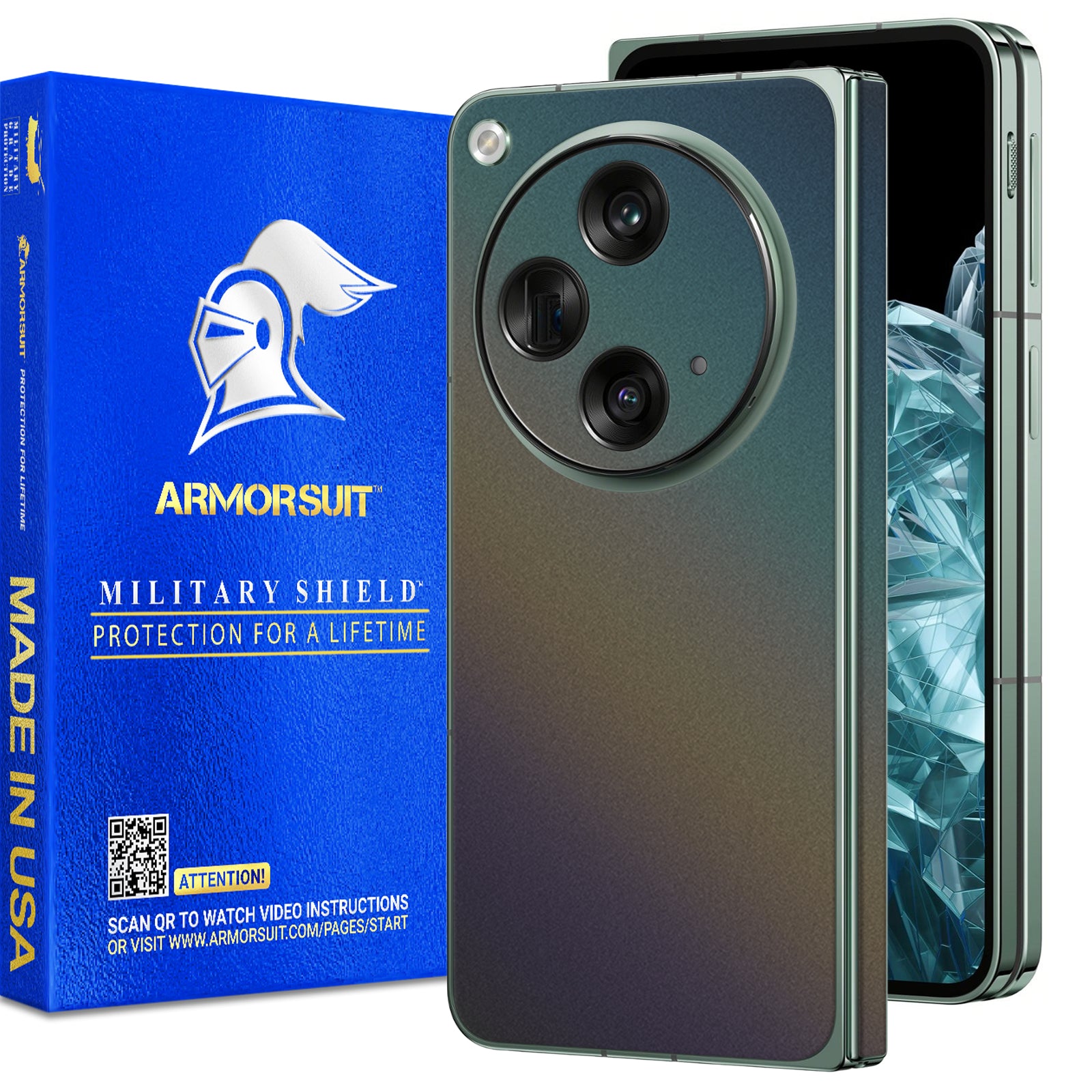 ArmorSuit MilitaryShield Vinyl Skin for OnePlus Open (Green Color only)