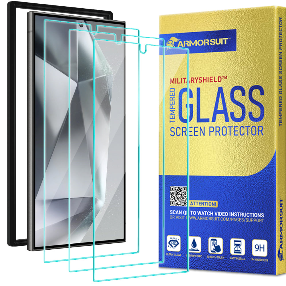 [3 Pack] ArmorSuit for Samsung Galaxy S24 Ultra Tempered Glass Case Friendly Protector (w/ Alignment Tool)