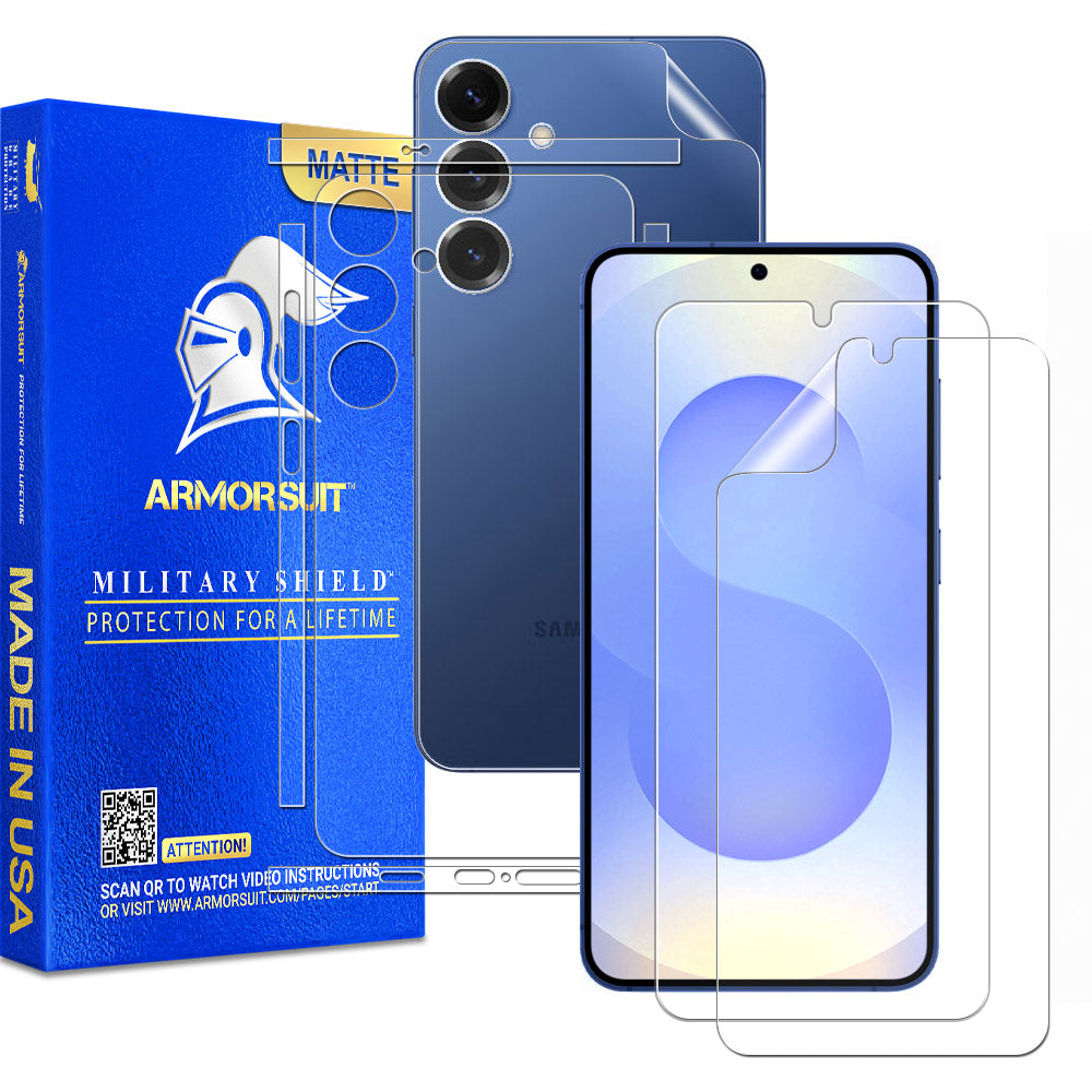[2 + 2 Pack] Full Body Skin Film + Screen Protector designed for Samsung Galaxy S25
