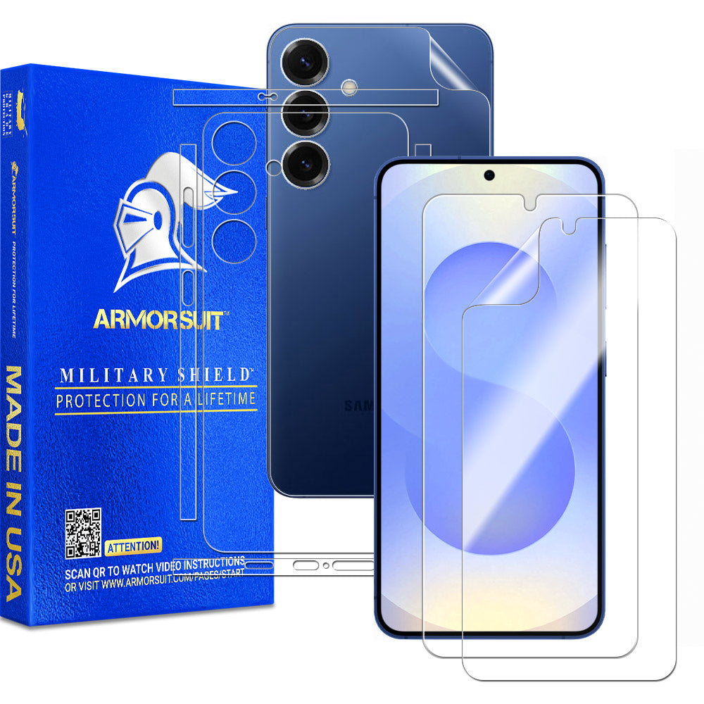 [2 + 2 Pack] Full Body Skin Film + Screen Protector designed for Samsung Galaxy S25