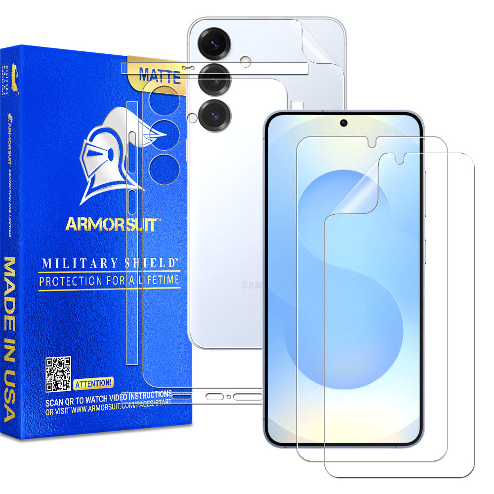 [2 + 2 Pack] Full Body Skin Film + Screen Protector designed for Samsung Galaxy S25 Plus