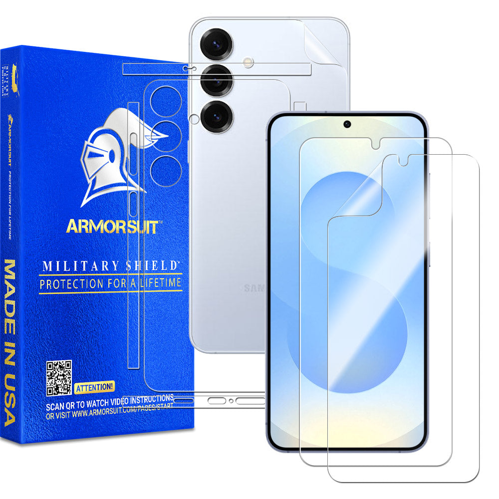 [2 + 2 Pack] Full Body Skin Film + Screen Protector designed for Samsung Galaxy S25 Plus