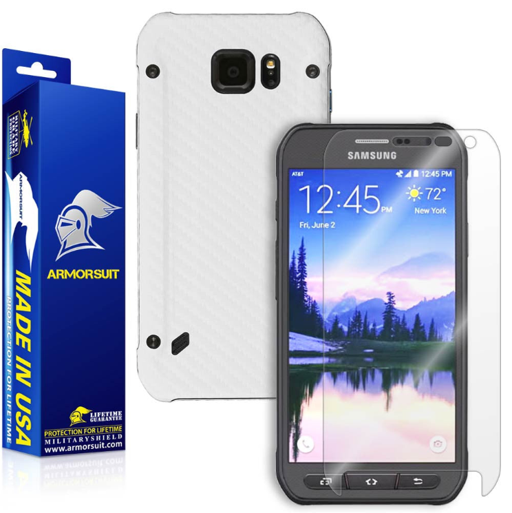 Samsung Galaxy S6 Active Screen Protector + Carbon Fiber Skin Protector