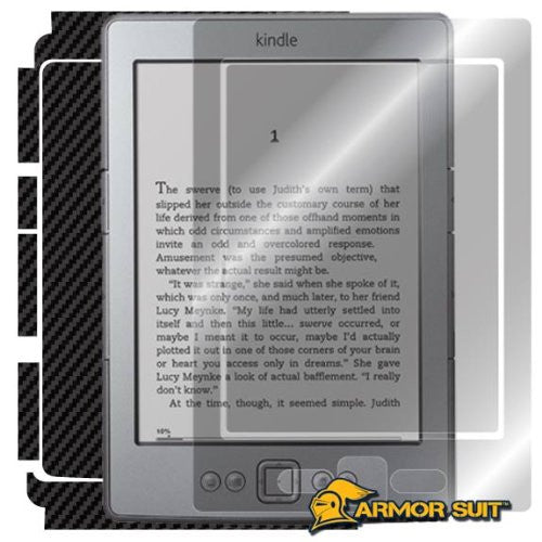 Amazon Kindle 4 Generation Tablet Screen Protector + Black Carbon Fiber Skin Protector