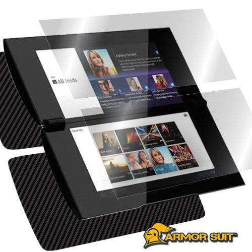 Sony Tablet P Screen Protector + Black Carbon Fiber Skin Protector