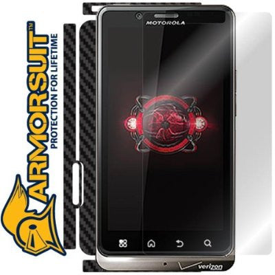 Motorola Droid Bionic Screen Protector +Black Carbon Fiber Skin Protector