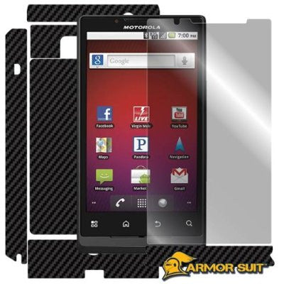 Motorola Triumph Screen Protector + Black Carbon Fiber Skin Protector