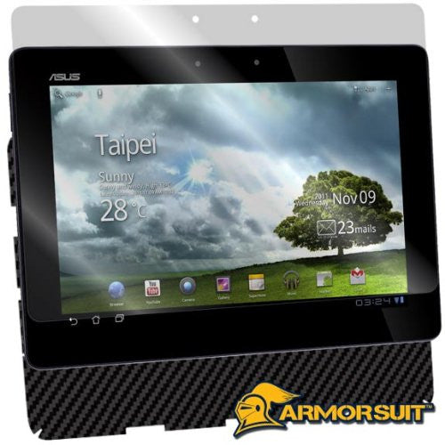 Asus Transformer Prime TF201 Screen Protector + Black Carbon Fiber Skin Protector