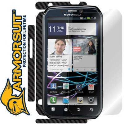 Motorola Photon 4G Screen Protector + Black Carbon Fiber Skin Protector