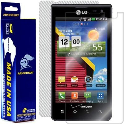 LG Lucid 4G Screen Protector + White Carbon Fiber Skin