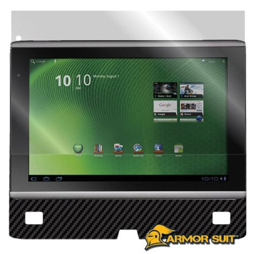 Acer Iconia A500 Screen Protector + Black Carbon Fiber Skin Protector