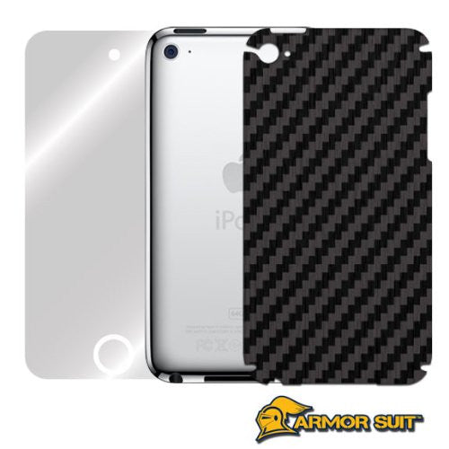 Apple iPod Touch 4G Screen Protector + Black Carbon Fiber Skin