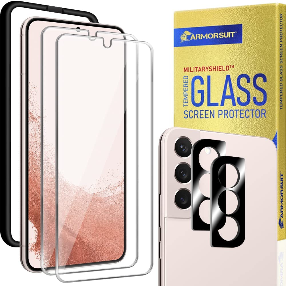 ArmorSuit 2 Pack Glass Screen Protector for Samsung S22 Plus + Camera Lenses